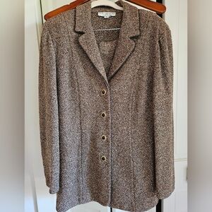 Vintage St John 2 pc skirt suit. Brown tweed, pristine condition! Size 14.